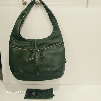 Bolso de Hombro Tignanello Cuero Cazador Verde Cremallera Imán Bolsillos, Bolsillos Nuevo Foto 1 de 4