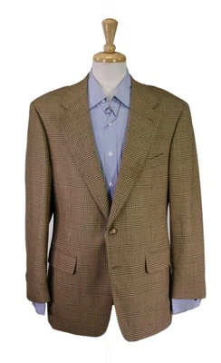 Brooks Brothers Brown Gold Plaid 2-Btn Wool Sportcoat Blazer 40S - Image 1 of 4
