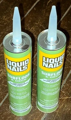 Lote de 2 clavos líquidos subsuelo y cubierta 10 oz. Tubos de ADHESIVO DE CONSTRUCCIÓN Foto 1 de 2