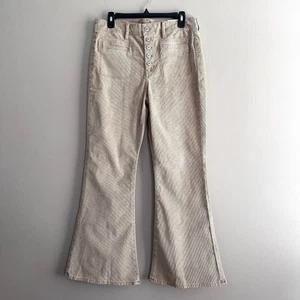 American Eagle Super Hi-Rise Flare Leg Tan Corduroy Pants Womens 10 Short NWT - Picture 1 of 9