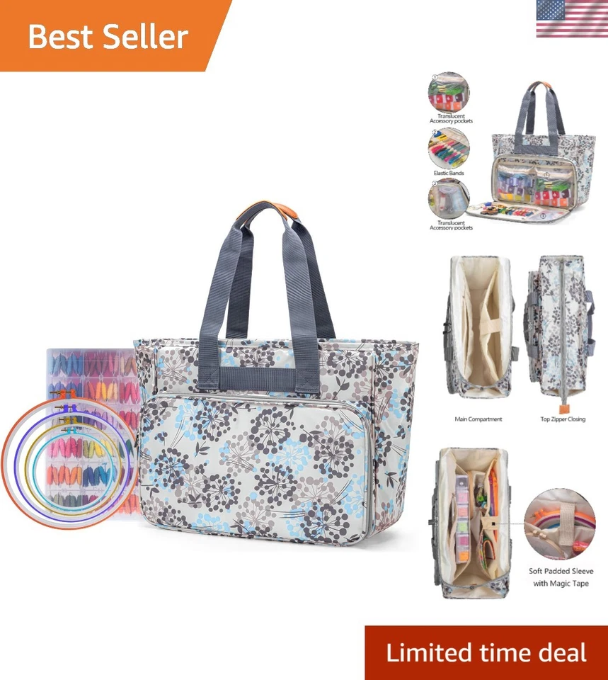 Bolsa organizadora de proyecto bordado punto de cruz accesorios almacenamiento grande Foto 1 de 4