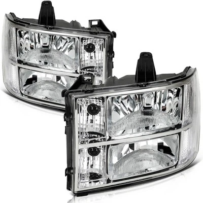 Fits 2007-2014 GMC Sierra 1500 2500HD 3500HD Headlights Assembly Chrome Housing Foto 1 de 4