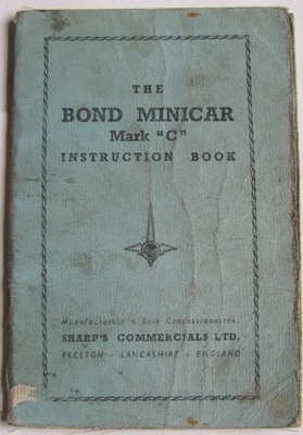BOND Minicar Mk C Car Owners Handbook c1953 - Image 1 of 4