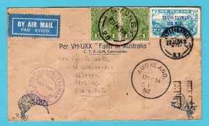 NEW ZEALAND Trans Tasman "Faith in Australia" air cover 1934 Stirling-Sydney - Picture 1 of 2