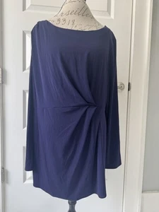 Lane Bryant Plus Size Tunic Blouse Dark Purple 26/28 Long Sleeve w/ Stretch - Picture 1 of 8