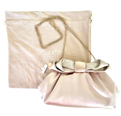 Jewel Badgley Mischka Cristal Satinado Arco Bolso sin asas Cadena y Bolsa para el Polvo 5""H x 9"W Foto 1 de 4