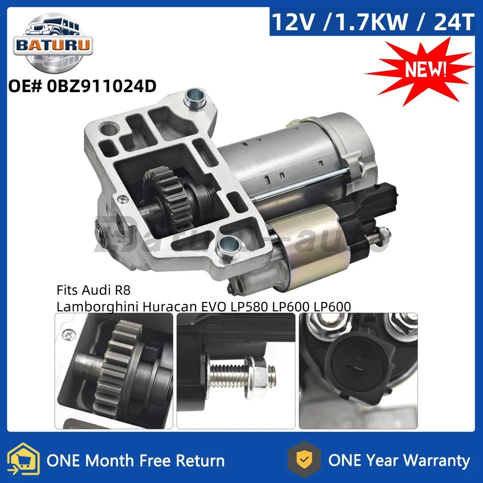 Starter Motor 0BZ911024D For Audi R8 Lamborghini Huracan EVO LP580 LP600 LP600 - Image 1 of 4