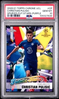 2020 TOPPS CHROME UEFA SAPPHIRE FUTURE STARS CHRISTIAN PULISIC PURPLE PSA 10 /25 - Image 1 of 4