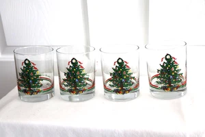 Set of 4 Georges Briard YULETIDE Glasses Tumbler4” Mid-Century Christmas Signed - Picture 1 of 8