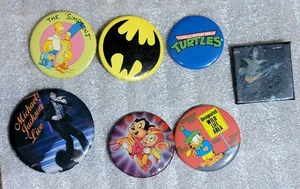Vintage Batman Turtles Kizz Garfield Pin Back Pinback Button Lot 7  - Bild 1 von 7