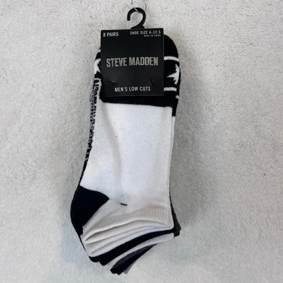 Steve Madden Calcetines Corte Bajo 8 Pares Blanco Negro Gris Estrellas y Logo Foto 1 de 4