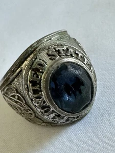 Anillo PRIDE 925 Plata Esterlina Antiguo Segunda Guerra Mundial Piedra Azul Marina de los Estados Unidos Talla 10.25 Y1 - Imagen 1 de 10