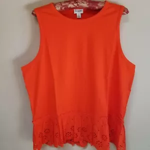 New J.Crew Women's Size Large Round Neck Eyelet-Hem Tank Top Red Cotton AN702 - Picture 1 of 5