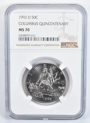 1992 D MS70 Christopher Columbus Commemorative Half Dollar NGC - Image 1 of 4