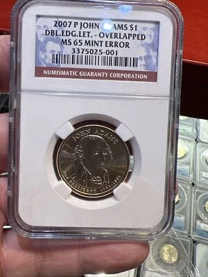 2007 John Adams Double Edge Letter Overlapped Mint Error NGC MS65 - Image 1 of 4