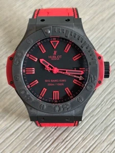 Hublot 48mm Big Bang Men's Black Ceramic Watch w/Red Rubber/Leather Strap 36/500 - Picture 1 of 22