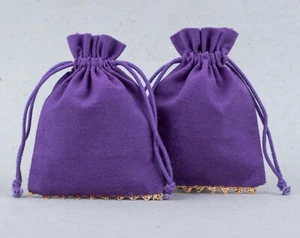 100 Pcs Handmade Drawstring Cotton Jewelry Pouch Wedding Party Gift Bag 3x4" - Picture 1 of 7