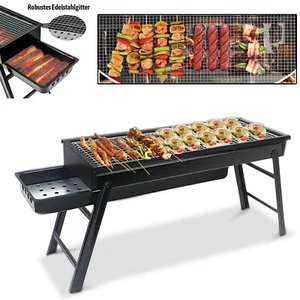 Barbecue barbecue à charbon de bois barbecue pliant camping barbecue sur pied portable en acier inoxydable - Photo 1/14