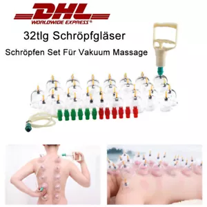 32-tlg Schröpfen Set Für Schröpfgläser Schröpf Cupping Vakuum Massage mit Pumpe - Bild 1 von 12