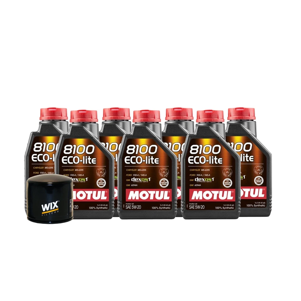7L Motul 8100 ECO-LITE 5W20 Wix Filter Motor Oil Change Kit API SP-RC Foto 1 de 1
