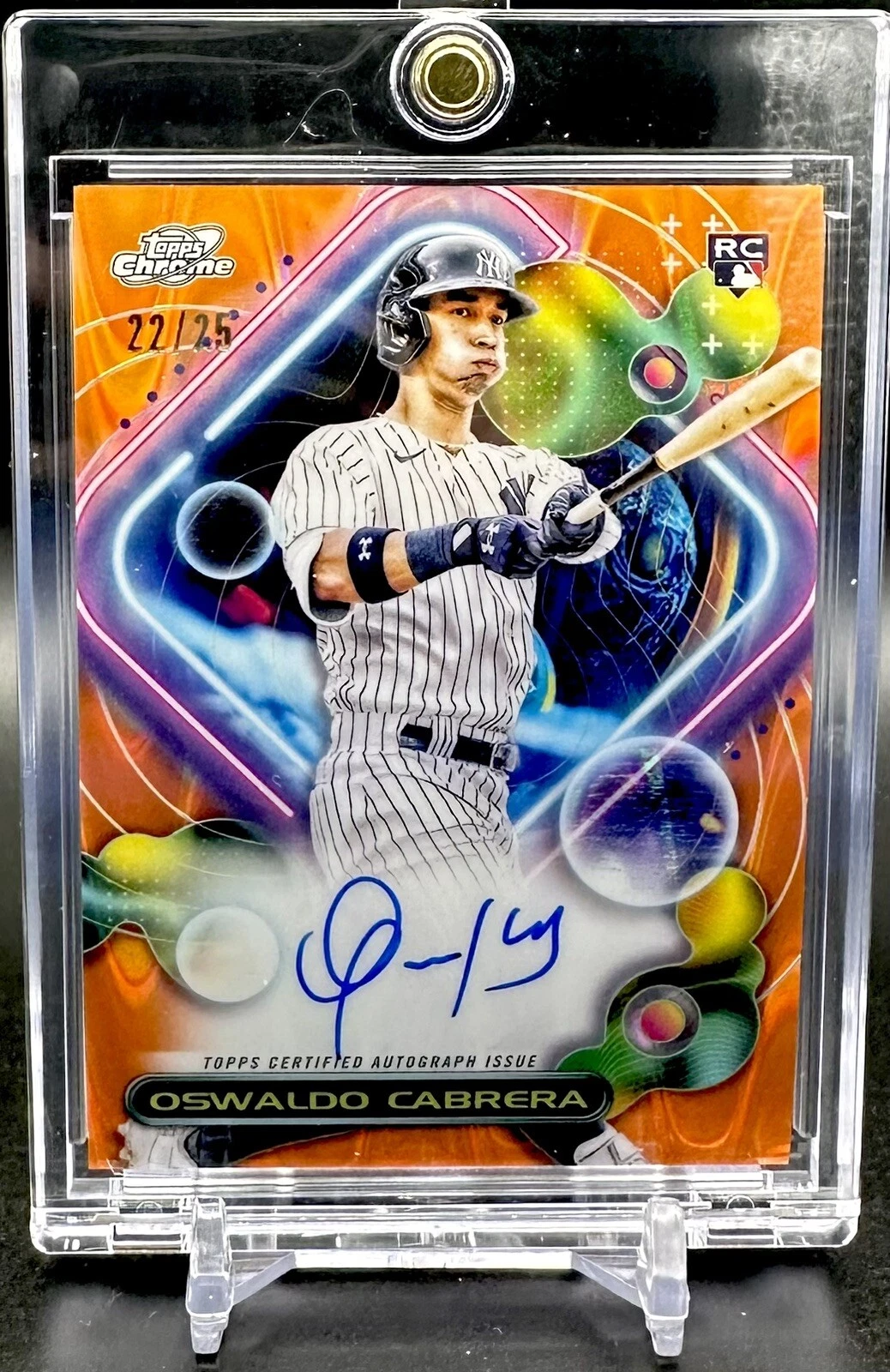 2023 Topps Cosmic Chrome Orange Galactic Auto RC /25 Oswaldo Cabrera Yankees