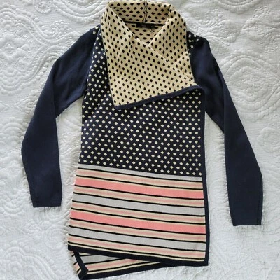 THML Dalvin Striped Open Drape Cardigan Sweater, Women's XS, Navy Blue Multi - Imagem 1 de 4