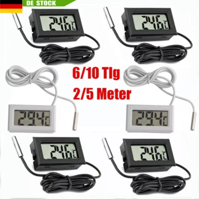 10er Mini Thermometer Temperatur LCD Anzeige mit Fühler digital Temperaturmesser - Bild 1 von 4