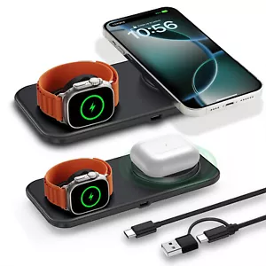 15W 2in1 Fast Wireless Charger Dual Mat Pad For iPhone 16 Pro Max 15 14 13 12 11 - Picture 1 of 22