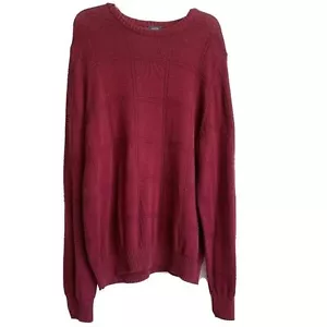 Arrow Knit Sweater Men's size Large Deep Red Maroon Long Sleeve Thick Chunky - Picture 1 of 5