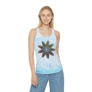 Bohemian Tie Dye Racerback Tank Floral Yoga Top Beach '1.legendary.journey' Art - Picture 1 of 10