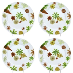 Juego de platos de ensalada de 8" con flores y hojas de cajón y barril 4 piezas verde dorado marrón floral - Imagen 1 de 12