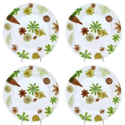 Juego de platos de ensalada de 8" con flores y hojas de cajón y barril 4 piezas verde dorado marrón floral Foto 1 de 4