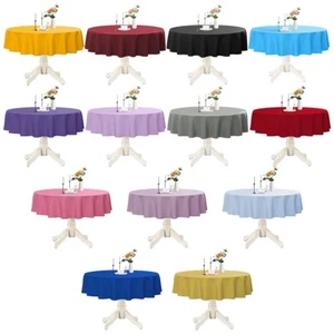 Reusable Colors Round Plastic Table Cover Cloths 84" (213cm) for Catering Supply - Picture 1 of 85