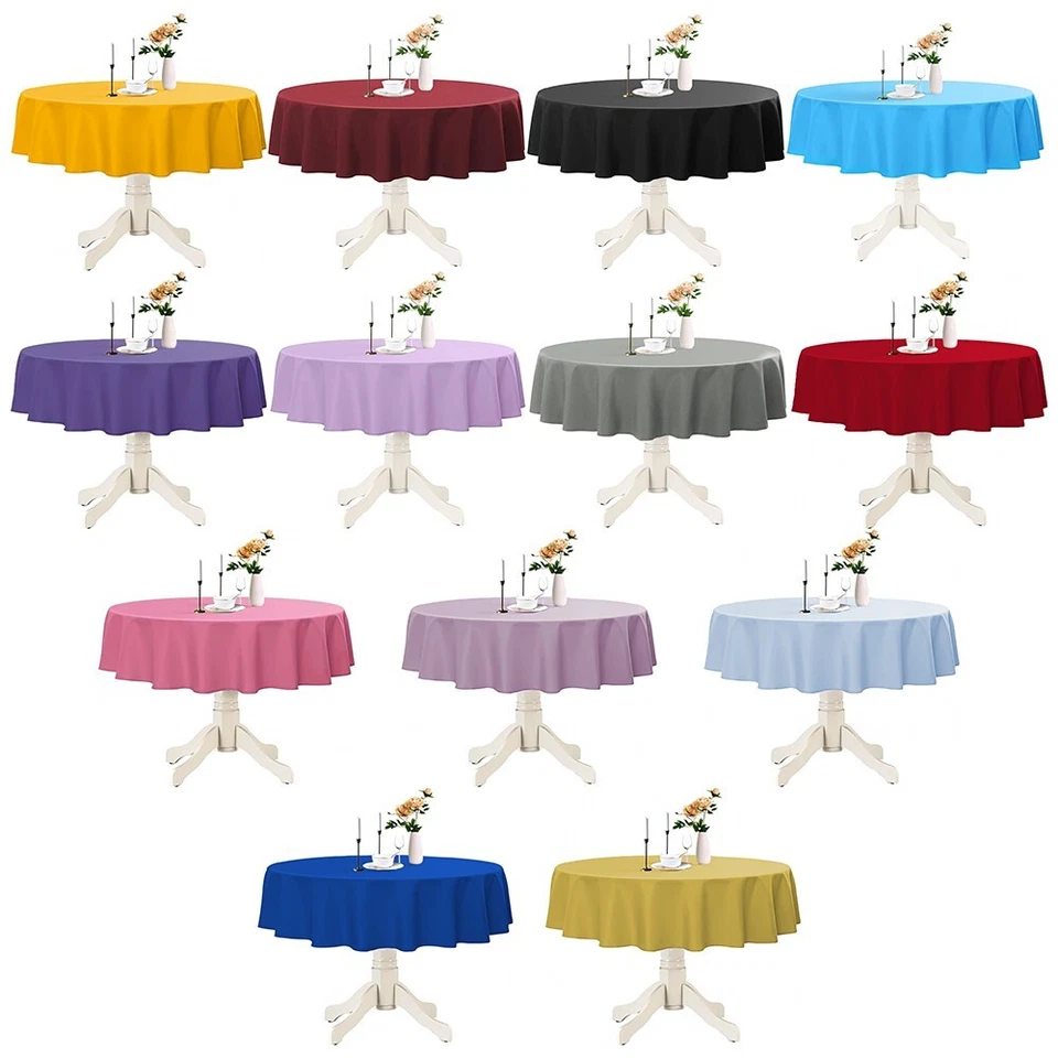 Reusable Colors Round Plastic Table Cover Cloths 84" (213cm) for Catering Supply - Image 1 of 1