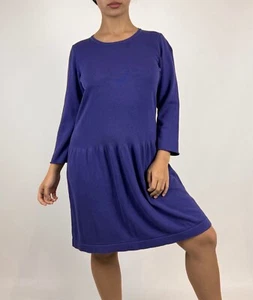 Vestido midi suéter tejido manga larga GUDRUN SJODEN azul Lagenlook talla S - Imagen 1 de 11