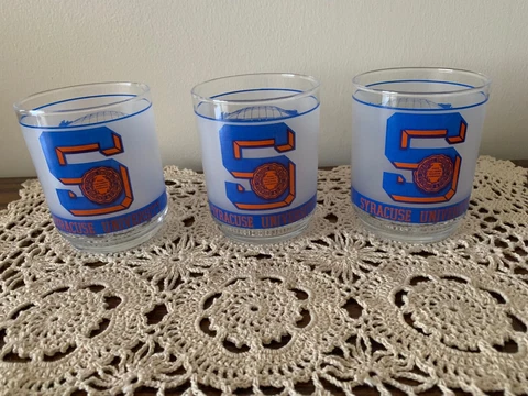 VINTAGE SYRACUSE UNIVERSITY MOBIL GLASSES (3) PREOWNED ON THE ROCKS CARRIER DOME Cover