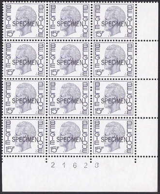 Specimen, Belgium Sc769 King Baudouin, Block of 12 - Image 1 of 2