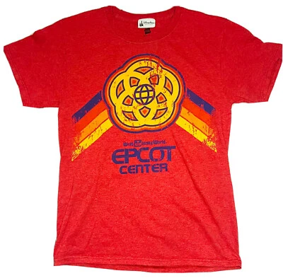 Camisa roja para hombre con logotipo de símbolo central EPCOT de los parques de Disney; talla S Foto 1 de 4
