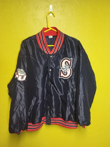 Mens L Navy Seattle Mariners Gonzaga University Full-Snap Varsity Jacket Cover