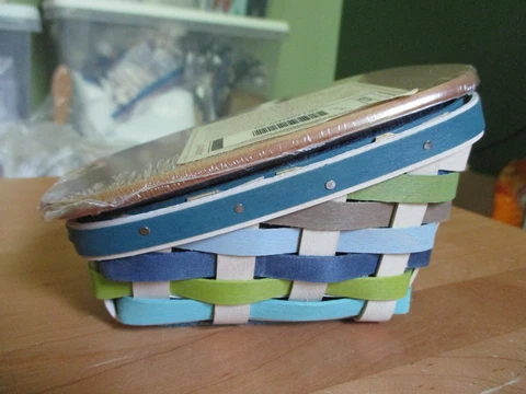 Longaberger Coastal Breeze CILANTRO June BOOKING Basket w Lid Protector Liner Cover