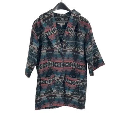 Chaqueta Urban Outfitters Ecote Para Mujer Pequeña Suroeste Azteca Negra Azul Lana Foto 1 de 4