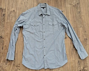 Banana Republic Men's Shirt Size L Blue White Stripe Cotton Button Down - Picture 1 of 4