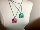 Lot Enamel & Crystal Elephant Pendant Necklaces 38' Turquoise Pink      N222