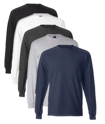 Hanes USA T-Shirt Manica Lunga Heavyweight Cotton Con Polsini - Immagine 1 di 3