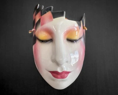 Clay Art San Francisco SF EE. UU. 8" Art Deco Mardi Gras Damas Sobre Mascarilla Facial Foto 1 de 4