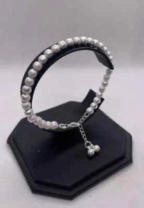 Frosted bead bracelet 5mm round 925 sterling silver 7.5” adjustable - Picture 1 of 6
