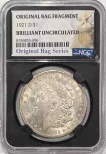 1921 D Morgan Silver Dollar NGC BU Original Bag Series Relic Label 5096 - Picture 1 of 2