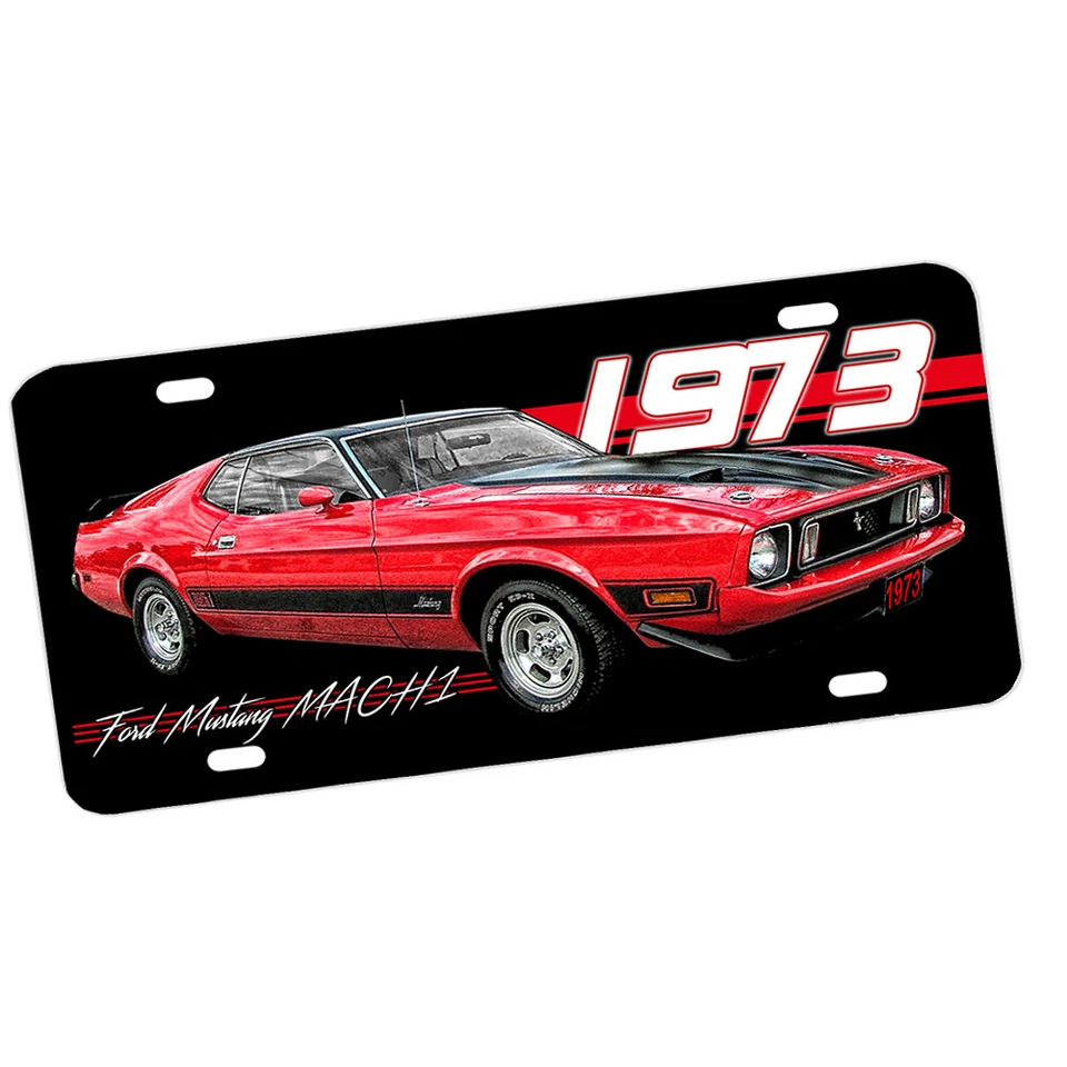 1973 Mustang Mach One Mach 1 Classic Car Emblem Design Aluminum License Plate - Image 1 of 1