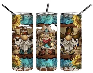 20oz Tumbler,Stainless Steel,Cowboy, Cowgirl,Western,Gnome,Gnomes,Mug,cup - Picture 1 of 1