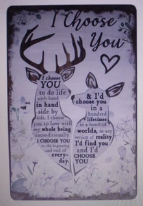 Metal Deer Wall Sign I Choose You Gift For Hudband Or Wife Wall Decor Love NIP - Picture 1 of 5